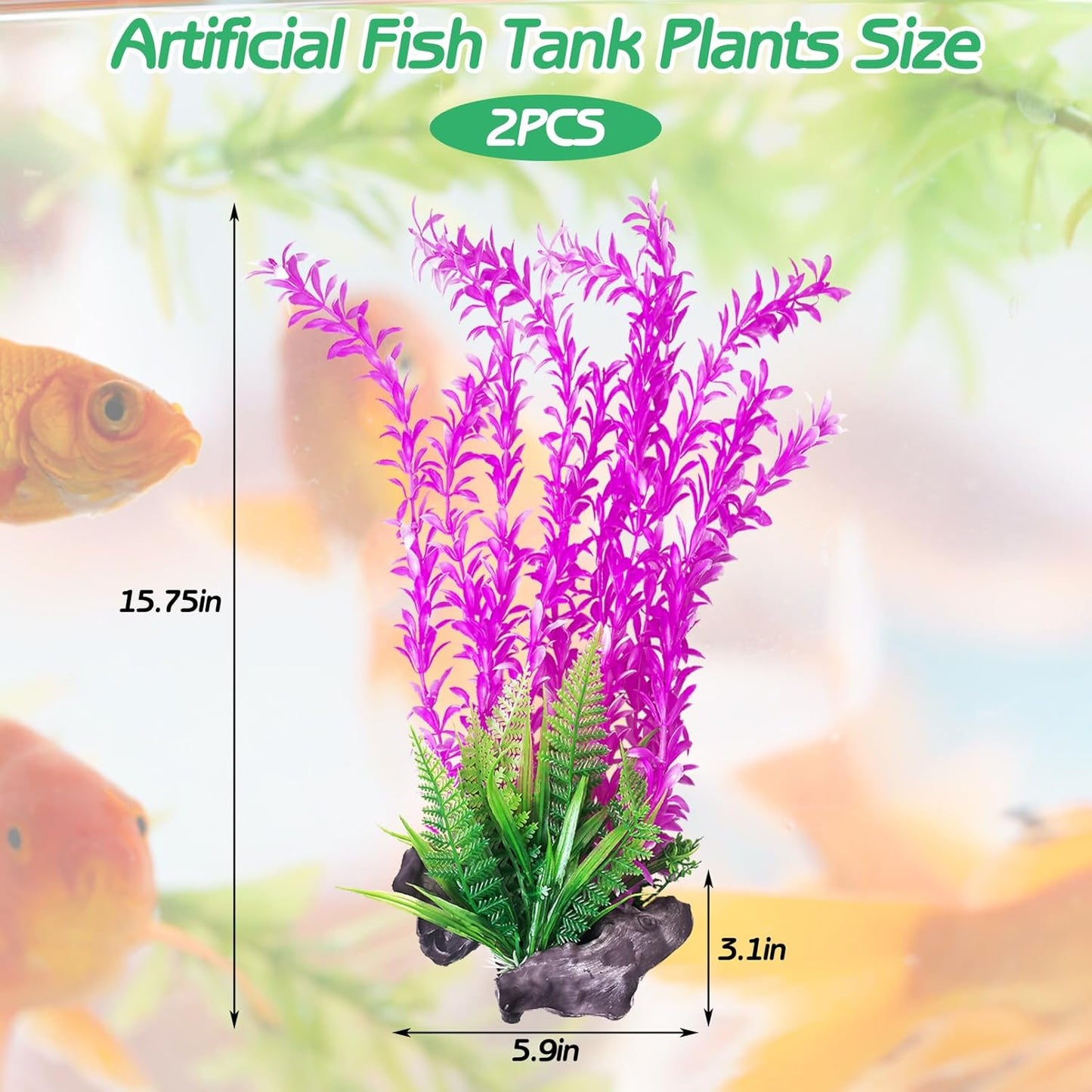 Aquarium Plastic Plants Aquarium Decor Artificial Fish Tank Plants,Tall Fish Tank Decorations, Extra Large Aquarium Plant 20.4-inch Tall,1PCS