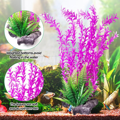 Aquarium Plastic Plants Aquarium Decor Artificial Fish Tank Plants,Tall Fish Tank Decorations, Extra Large Aquarium Plant 20.4-inch Tall,1PCS