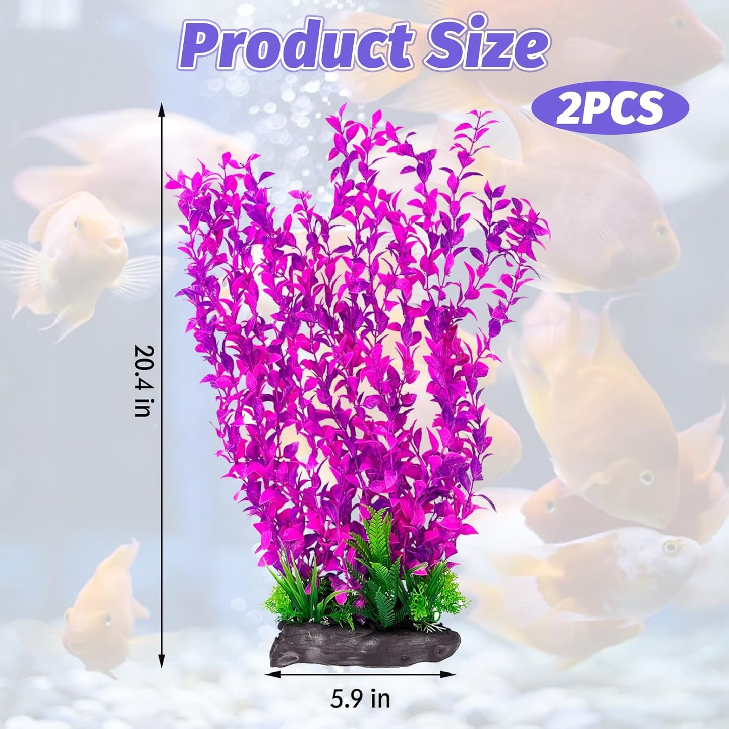 Aquarium Plastic Plants Aquarium Decor Artificial Fish Tank Plants,Tall Fish Tank Decorations, Extra Large Aquarium Plant 20.4-inch Tall,1PCS