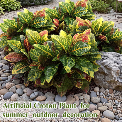 10 Pcs Artificial Croton Plant Leaf Branches 15.8 inch Summer Lifelike Tropical Houseplant Faux Dieffenbachia Plant Greenery Aesthetic House Plants for Home Vase Office Yard Garden Decor