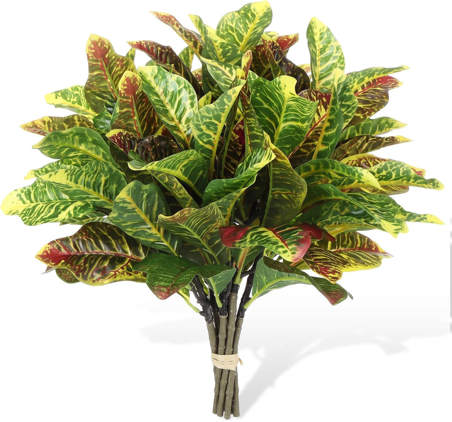 10 Pcs Artificial Croton Plant Leaf Branches 15.8 inch Summer Lifelike Tropical Houseplant Faux Dieffenbachia Plant Greenery Aesthetic House Plants for Home Vase Office Yard Garden Decor