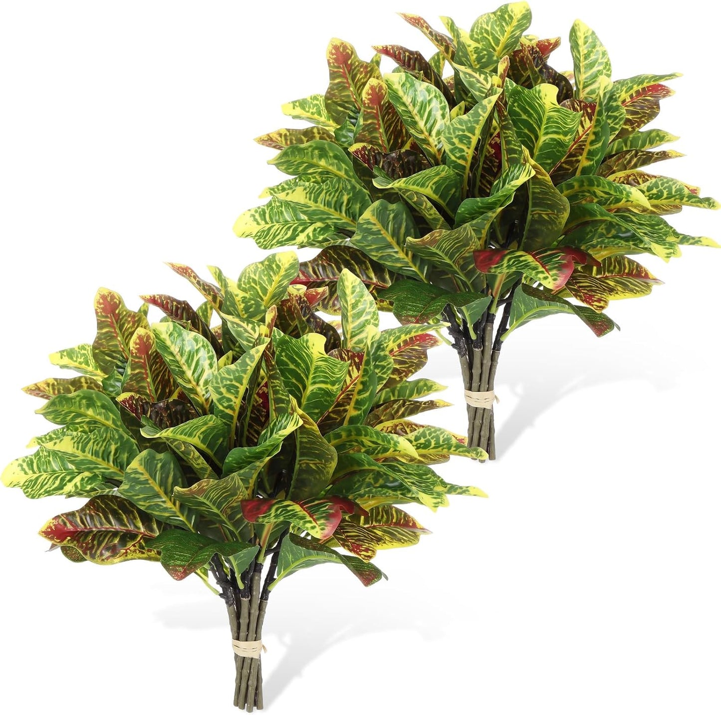 10 Pcs Artificial Croton Plant Leaf Branches 15.8 inch Summer Lifelike Tropical Houseplant Faux Dieffenbachia Plant Greenery Aesthetic House Plants for Home Vase Office Yard Garden Decor