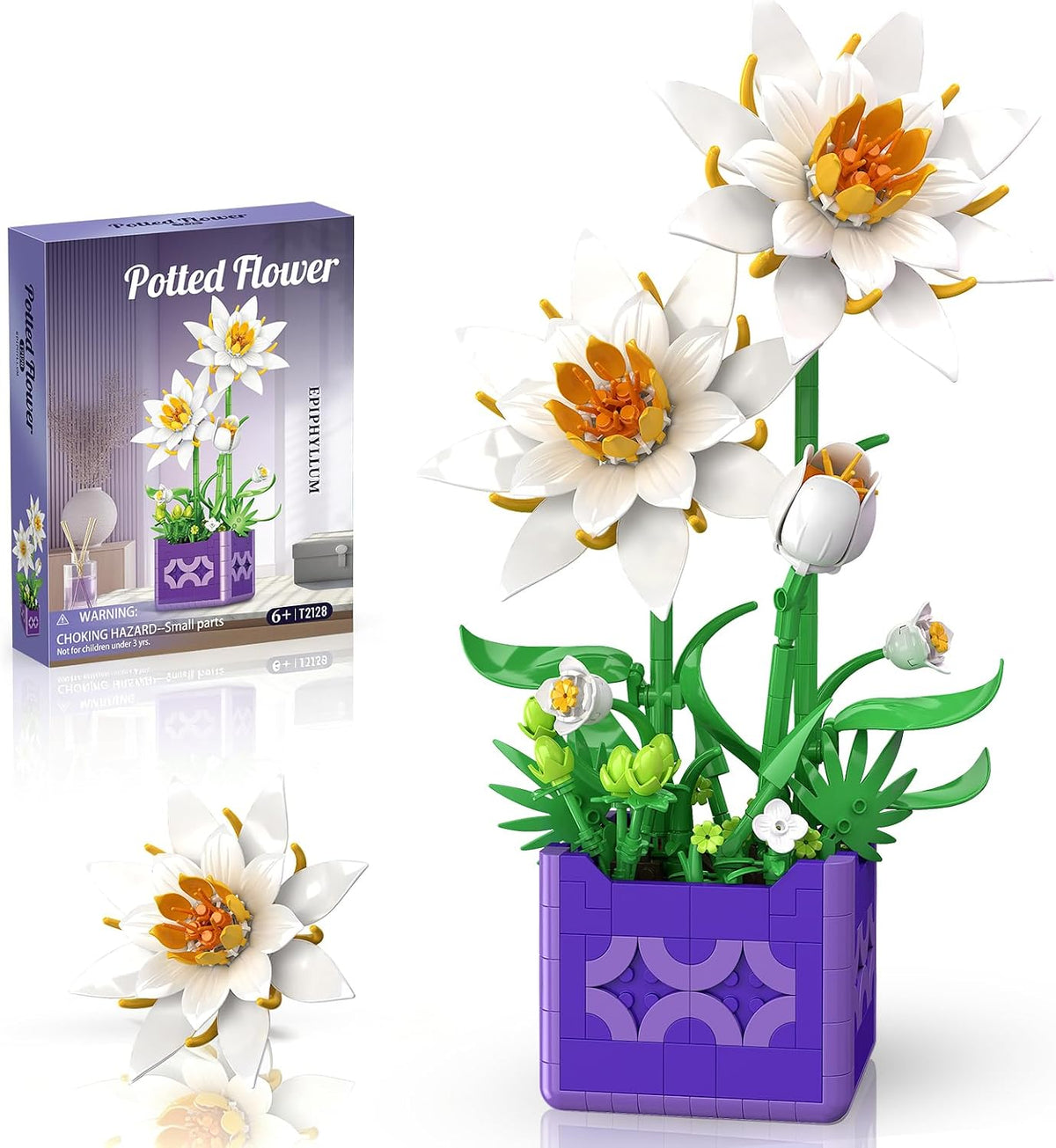 Flowers Botanicals Pink Peach Blossom Building Set, Artificial Plant Bonsai Tree Building Block Compatible with Lego, Home Office Decor, Birthday Gifts for Women Adults Girls 8-12 (602Pcs)