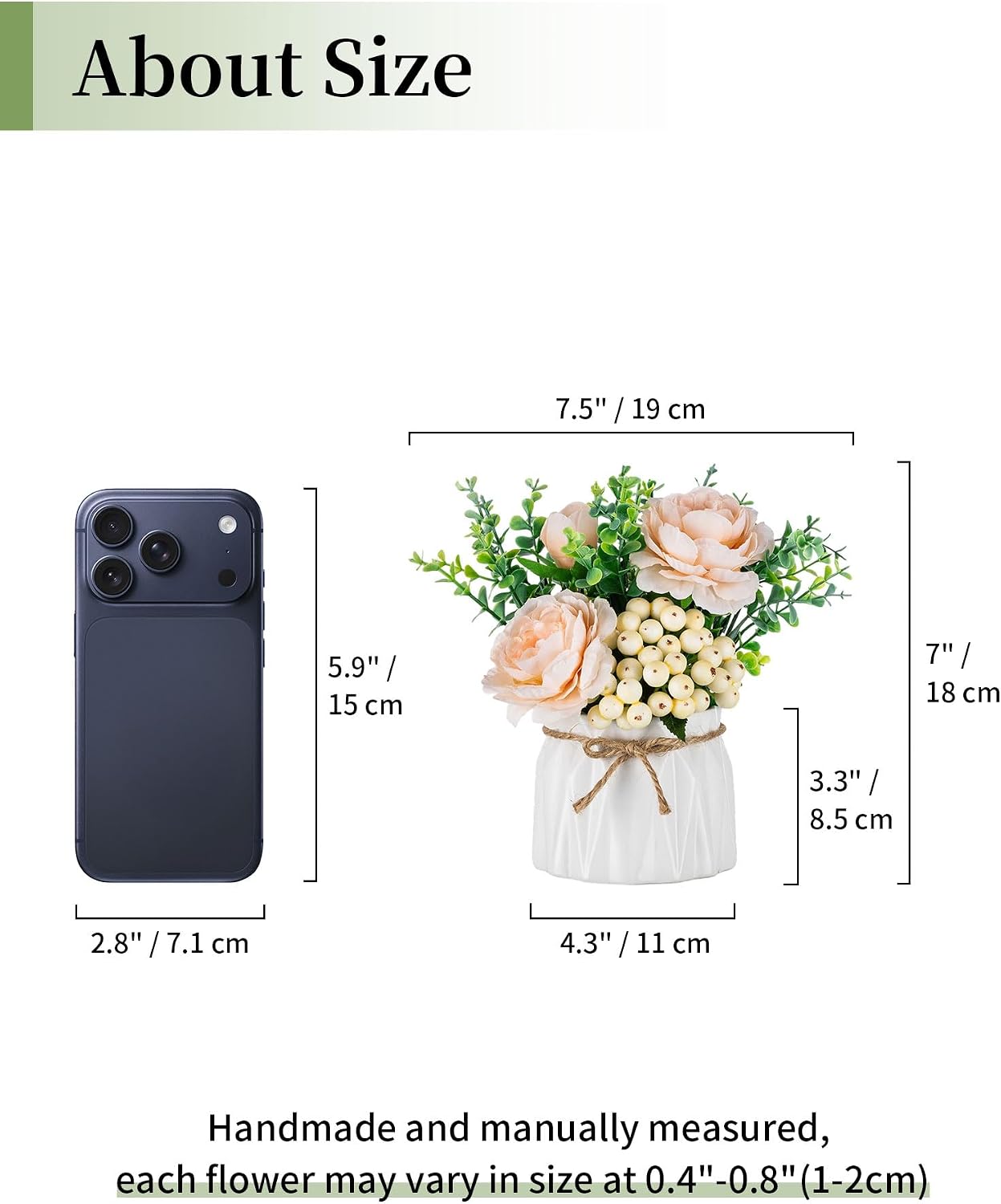 Hydrangea Artificial Flowers in Vase for Table, 4 Pcs, 5.9 Inch | 4 Colors, Small Ceramic Vase with Flowers, Cute Floral Arrangement Centerpieces, for Bathroom, Desk, Shelf, Vanity Tabletop