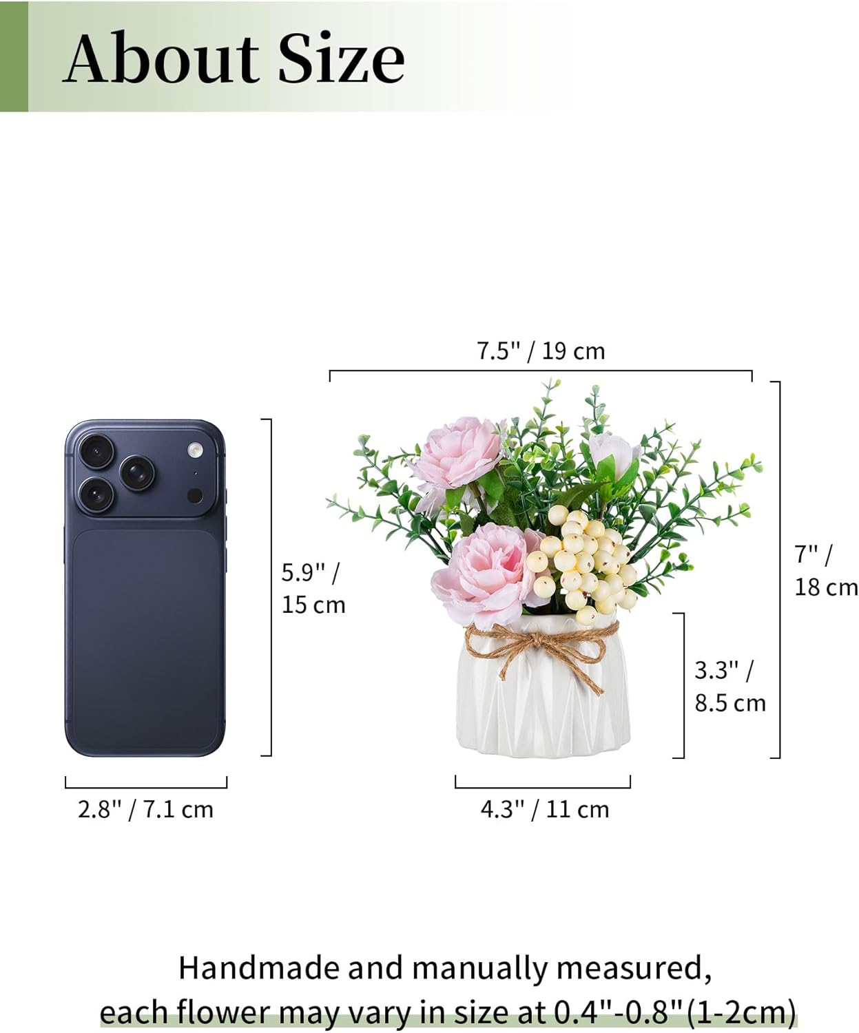 Hydrangea Artificial Flowers in Vase for Table, 4 Pcs, 5.9 Inch | 4 Colors, Small Ceramic Vase with Flowers, Cute Floral Arrangement Centerpieces, for Bathroom, Desk, Shelf, Vanity Tabletop