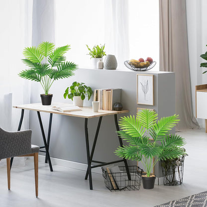 Set of 2 Artificial Areca Palm Plants in Pots, Fake Plants