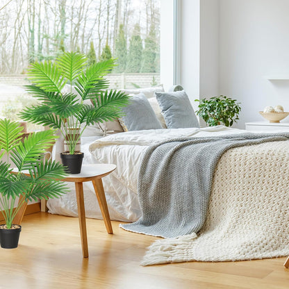 Set of 2 Artificial Areca Palm Plants in Pots, Fake Plants
