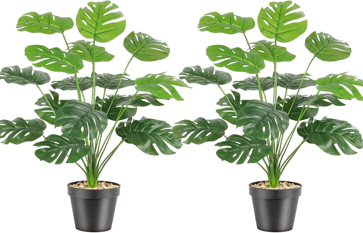 Set of 2 Artificial Areca Palm Plants in Pots, Fake Plants