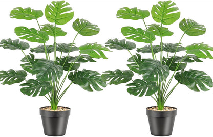 Set of 2 Artificial Areca Palm Plants in Pots, Fake Plants