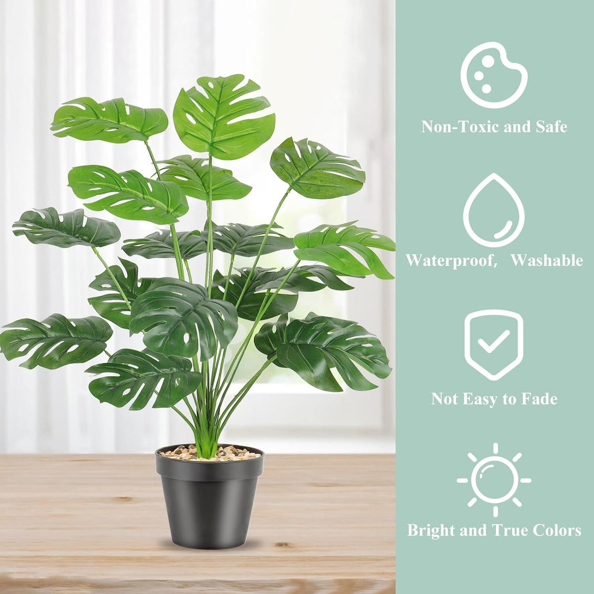 Set of 2 Artificial Areca Palm Plants in Pots, Fake Plants