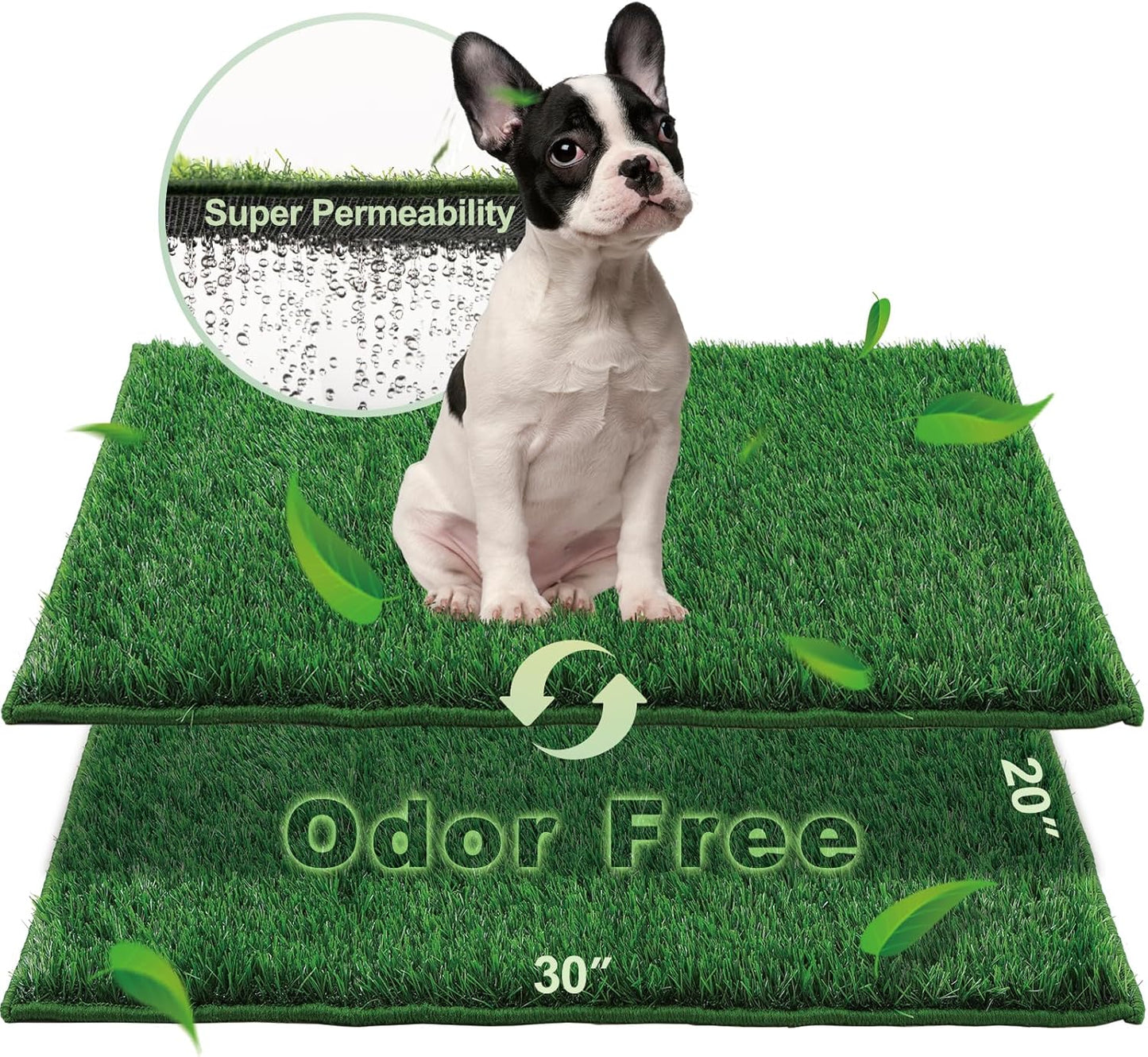 Grass Pee Pads for Dogs Potty, Artificial Grass Patch Odor Free | 2PCS Fake Grass with Fully Permeable Backing for Fast Drainage, Indoor Porch Potty Grass Hemmed Edge Turf, Easy Clean