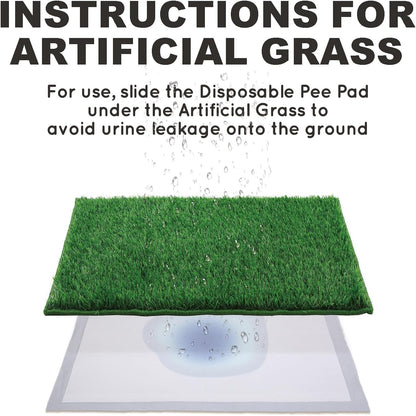 Grass Pee Pads for Dogs Potty, Artificial Grass Patch Odor Free | 2PCS Fake Grass with Fully Permeable Backing for Fast Drainage, Indoor Porch Potty Grass Hemmed Edge Turf, Easy Clean