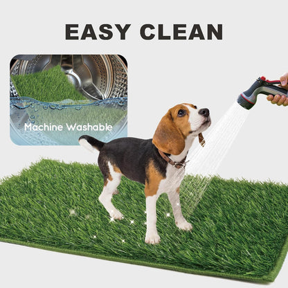 Grass Pee Pads for Dogs Potty, Artificial Grass Patch Odor Free | 2PCS Fake Grass with Fully Permeable Backing for Fast Drainage, Indoor Porch Potty Grass Hemmed Edge Turf, Easy Clean
