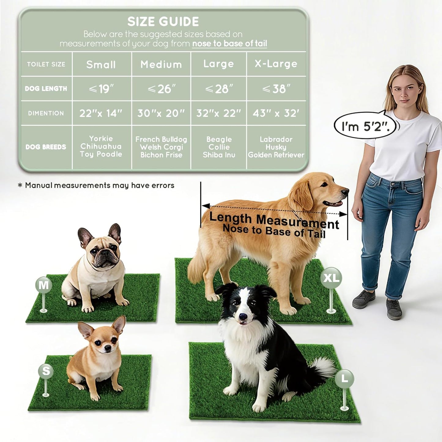 Grass Pee Pads for Dogs Potty, Artificial Grass Patch Odor Free | 2PCS Fake Grass with Fully Permeable Backing for Fast Drainage, Indoor Porch Potty Grass Hemmed Edge Turf, Easy Clean