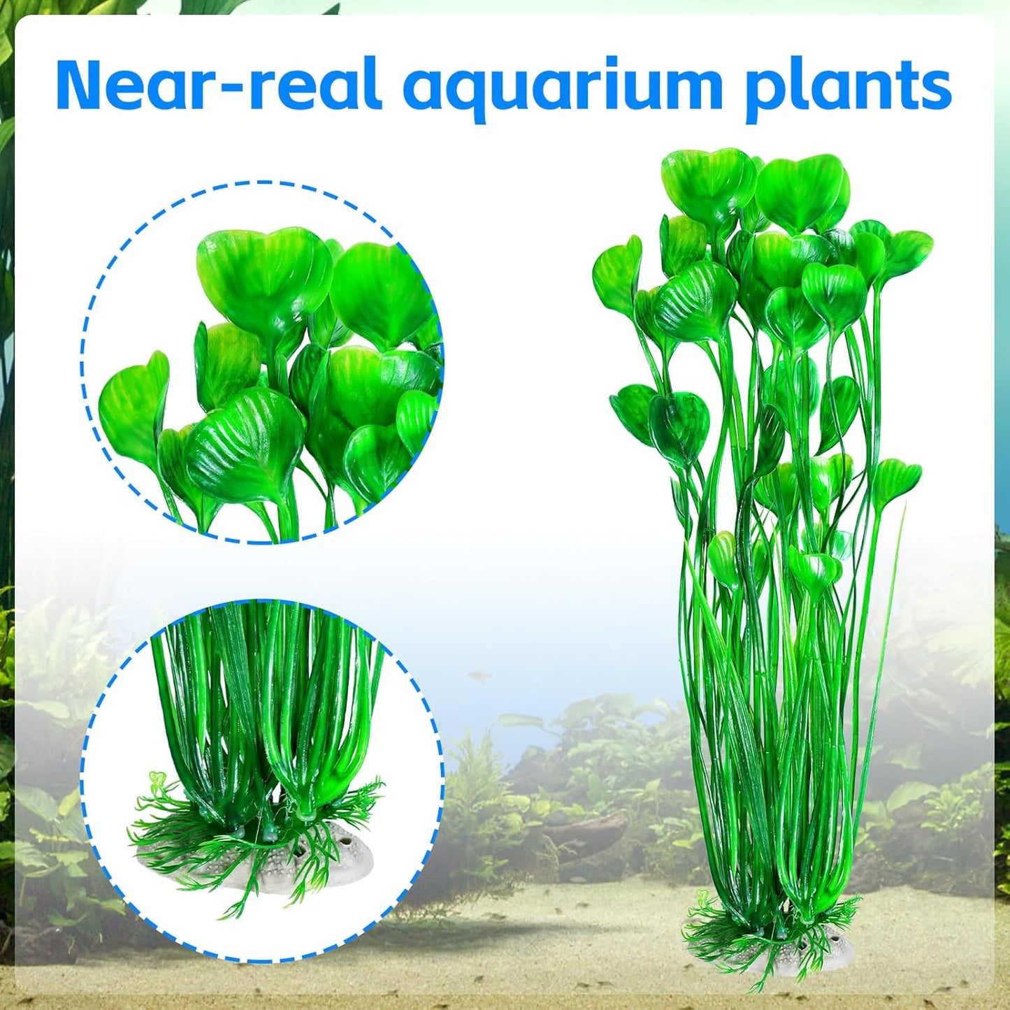 Artificial Fish Tank Plants, Plastic Aquarium Accessories Large, 15.5 inch Purple Decorations, 2pcs