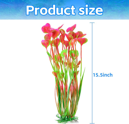 Artificial Fish Tank Plants, Plastic Aquarium Accessories Large, 15.5 inch Purple Decorations, 2pcs