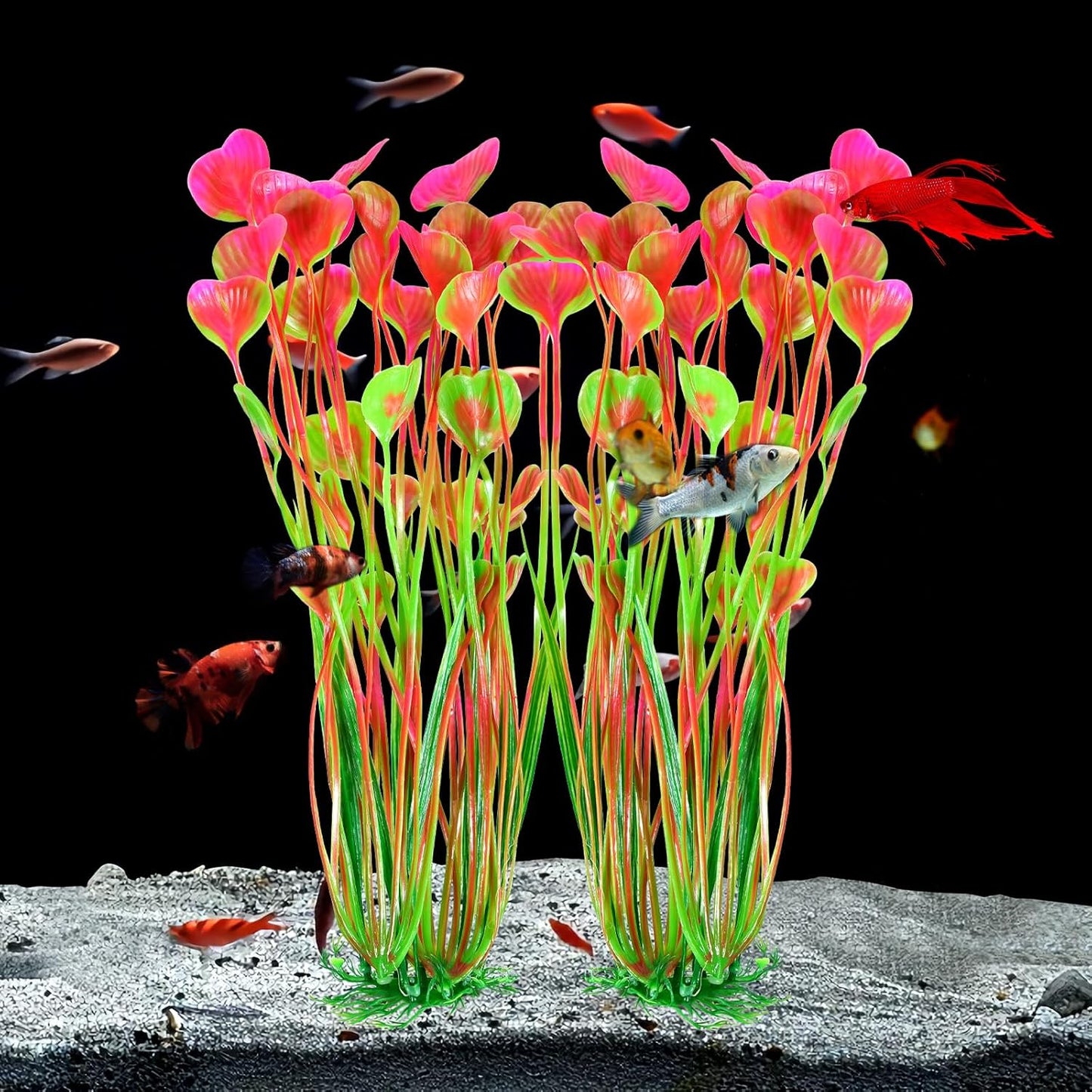 Artificial Fish Tank Plants, Plastic Aquarium Accessories Large, 15.5 inch Purple Decorations, 2pcs