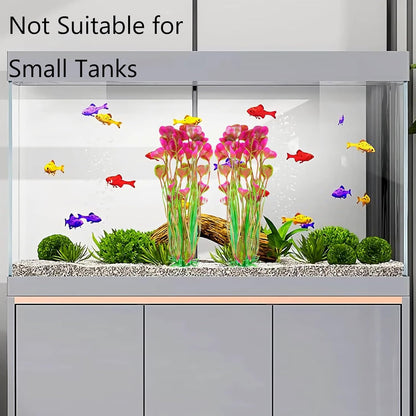 Artificial Fish Tank Plants, Plastic Aquarium Accessories Large, 15.5 inch Purple Decorations, 2pcs