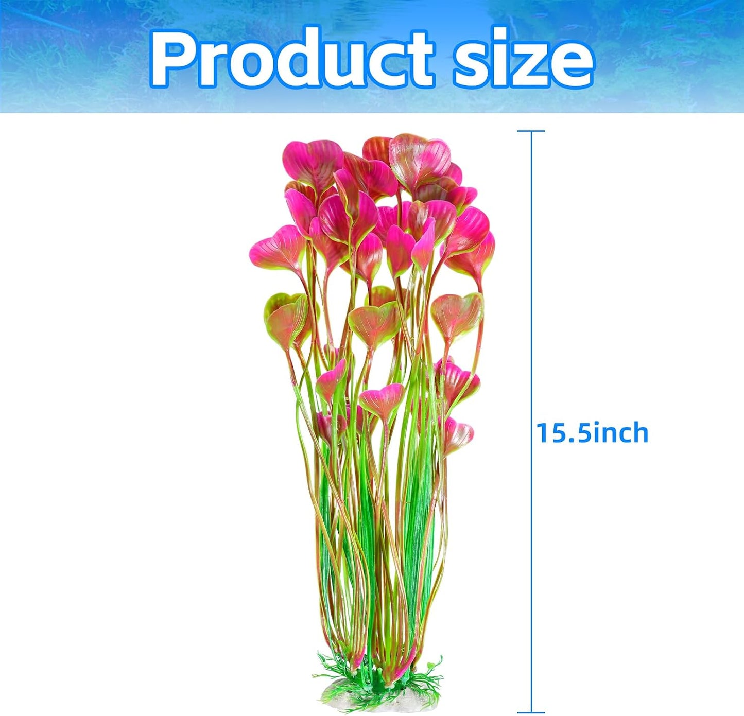 Artificial Fish Tank Plants, Plastic Aquarium Accessories Large, 15.5 inch Purple Decorations, 2pcs