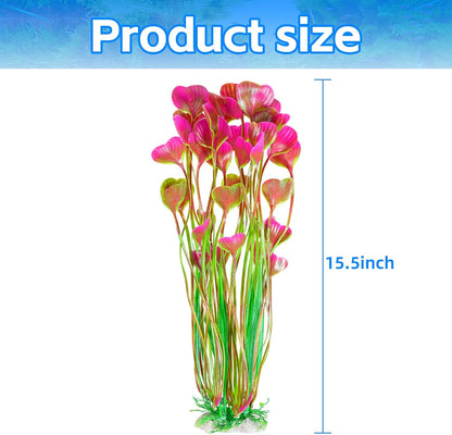 Artificial Fish Tank Plants, Plastic Aquarium Accessories Large, 15.5 inch Purple Decorations, 2pcs
