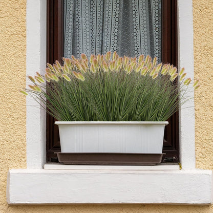 Artificial Grass, Fake Grass, Artificial Shrubs, Wheatgrass Cattails Fake Grass Decorations, Artificial Plants, Ornamental Grass, Outdoor Fake Grass, Green Leafy Decorations (12PCS)