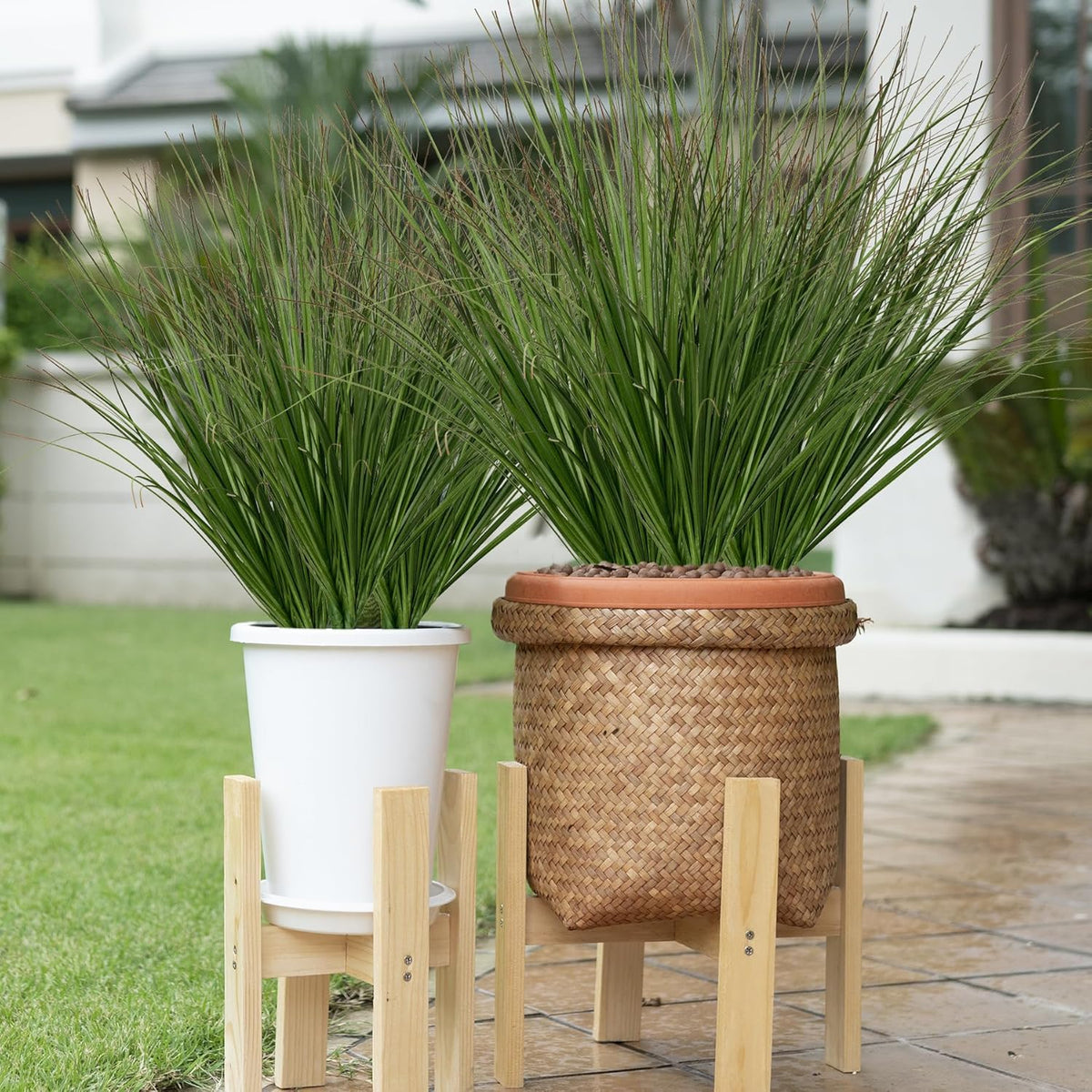 Artificial Grass, Fake Grass, Artificial Shrubs, Wheatgrass Cattails Fake Grass Decorations, Artificial Plants, Ornamental Grass, Outdoor Fake Grass, Green Leafy Decorations (12PCS)