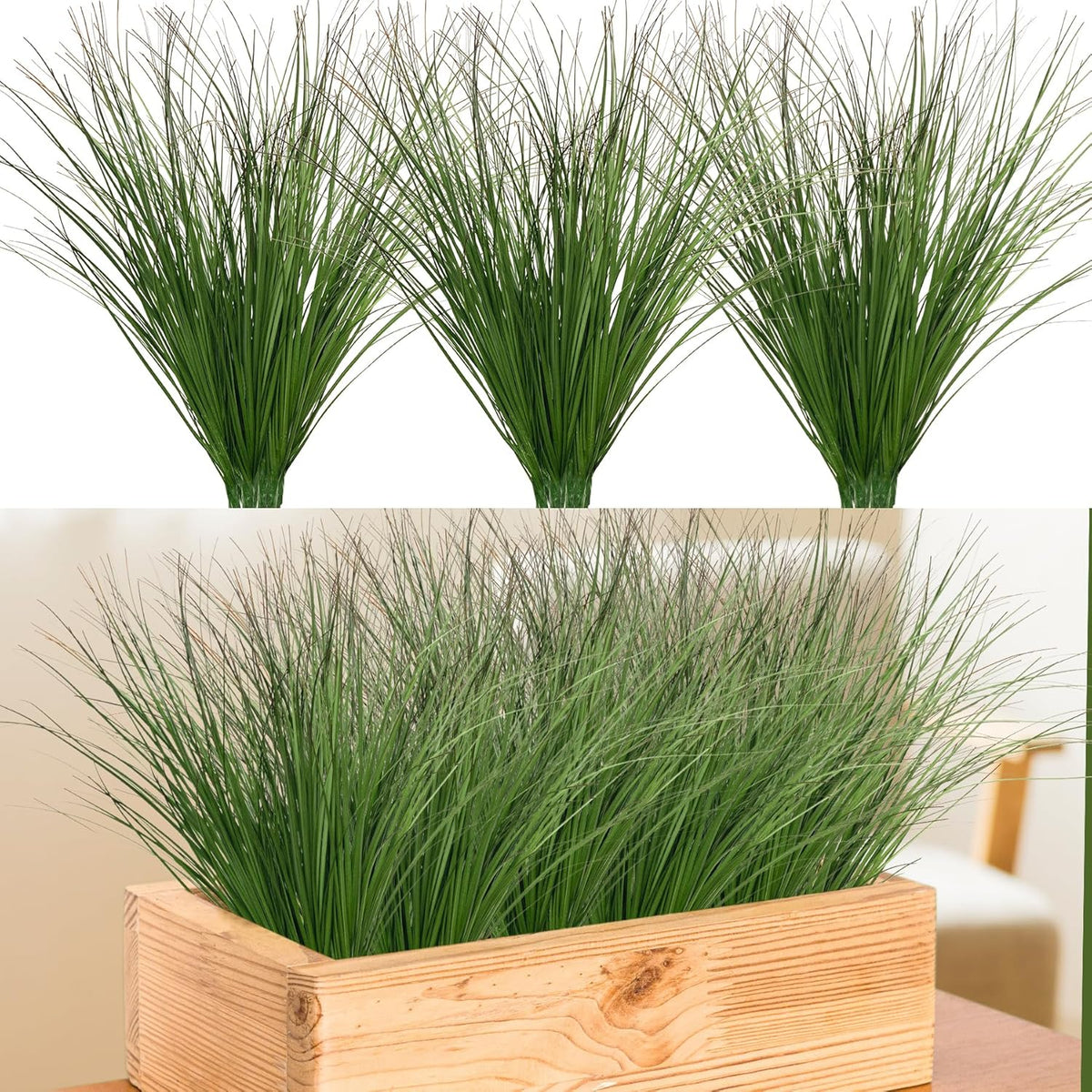 Artificial Grass, Fake Grass, Artificial Shrubs, Wheatgrass Cattails Fake Grass Decorations, Artificial Plants, Ornamental Grass, Outdoor Fake Grass, Green Leafy Decorations (12PCS)