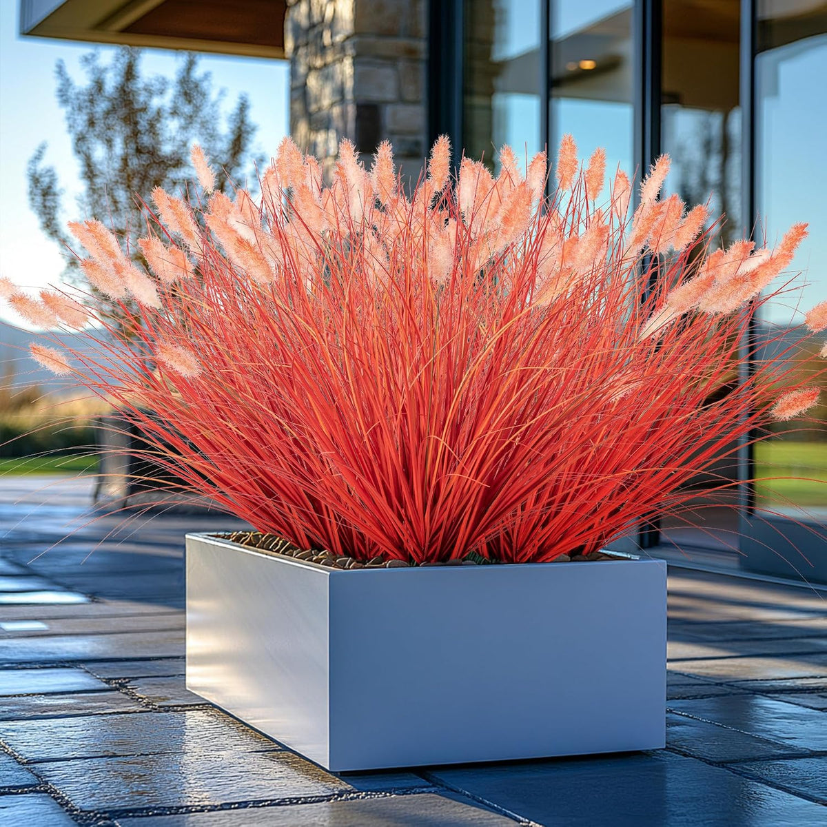 Artificial Grass, Fake Grass, Artificial Shrubs, Wheatgrass Cattails Fake Grass Decorations, Artificial Plants, Ornamental Grass, Outdoor Fake Grass, Green Leafy Decorations (12PCS)
