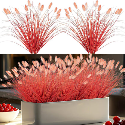 Artificial Grass, Fake Grass, Artificial Shrubs, Wheatgrass Cattails Fake Grass Decorations, Artificial Plants, Ornamental Grass, Outdoor Fake Grass, Green Leafy Decorations (12PCS)
