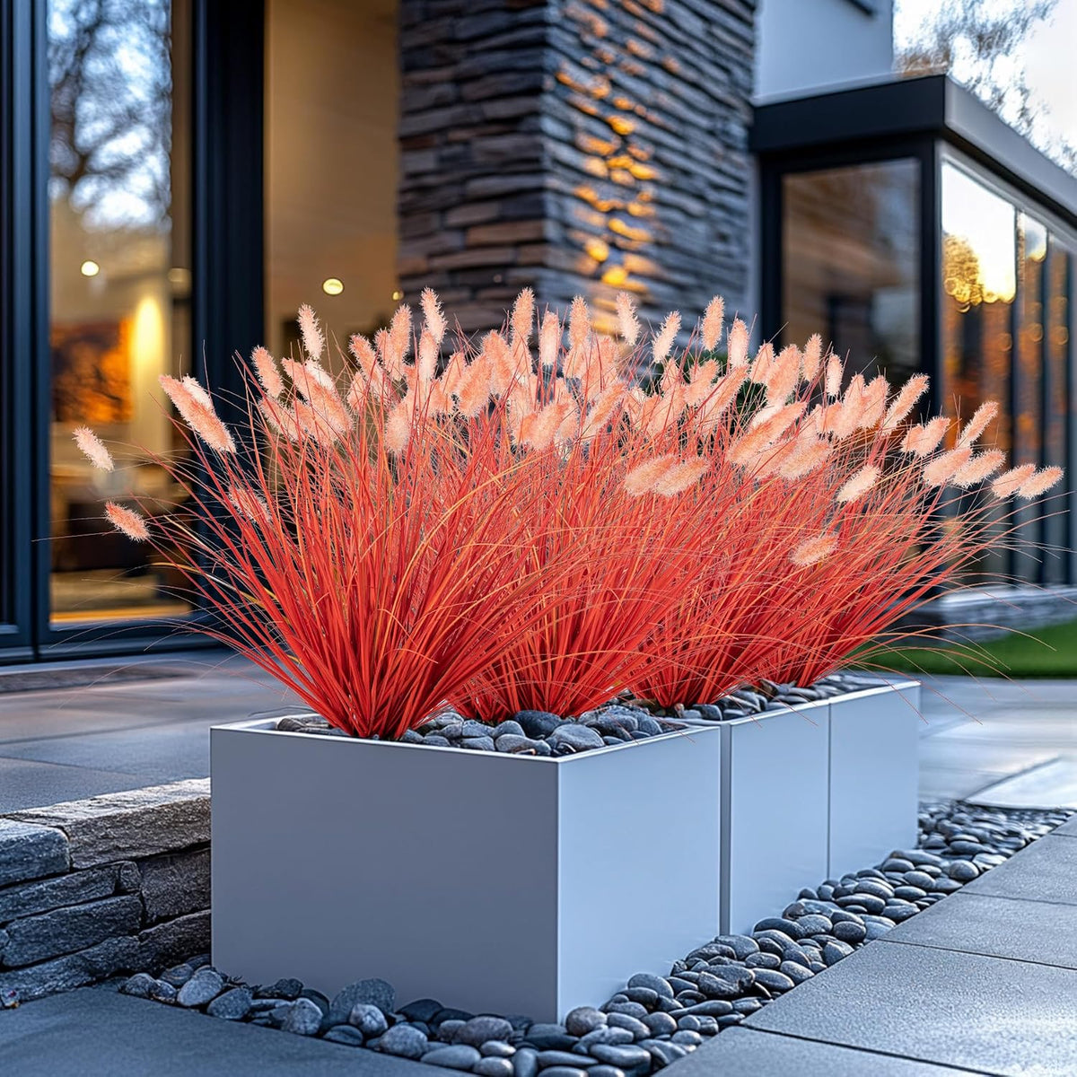 Artificial Grass, Fake Grass, Artificial Shrubs, Wheatgrass Cattails Fake Grass Decorations, Artificial Plants, Ornamental Grass, Outdoor Fake Grass, Green Leafy Decorations (12PCS)