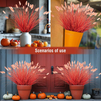 Artificial Grass, Fake Grass, Artificial Shrubs, Wheatgrass Cattails Fake Grass Decorations, Artificial Plants, Ornamental Grass, Outdoor Fake Grass, Green Leafy Decorations (12PCS)