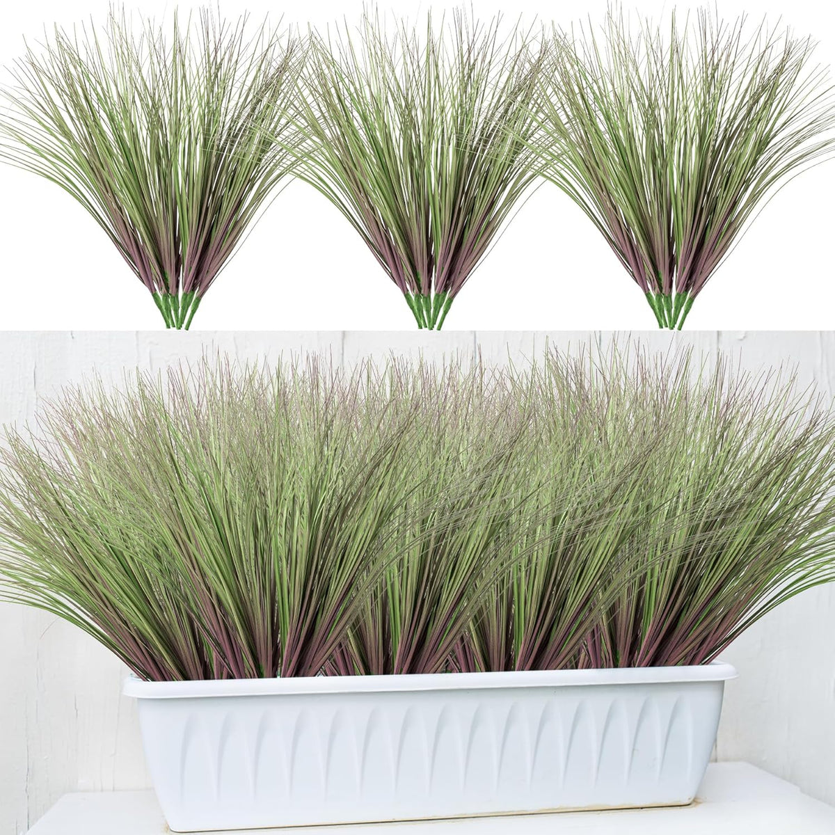 Artificial Grass, Fake Grass, Artificial Shrubs, Wheatgrass Cattails Fake Grass Decorations, Artificial Plants, Ornamental Grass, Outdoor Fake Grass, Green Leafy Decorations (12PCS)
