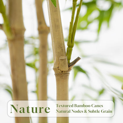 Artificial Bamboo Tree, Fake Bamboo Plant 5FT Tall with 6 Natural Real Bamboo Trunks, Artificial Tree Indoor Decor Faux Silk Tree for Home Office Living Room Modern Decor