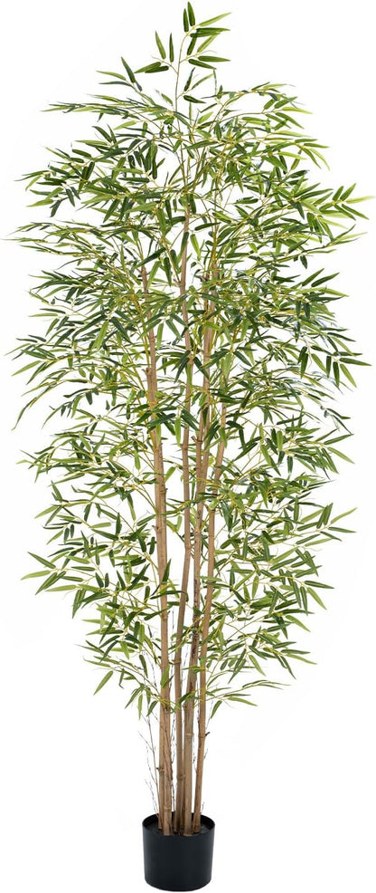 Artificial Bamboo Tree, Fake Bamboo Plant 5FT Tall with 6 Natural Real Bamboo Trunks, Artificial Tree Indoor Decor Faux Silk Tree for Home Office Living Room Modern Decor