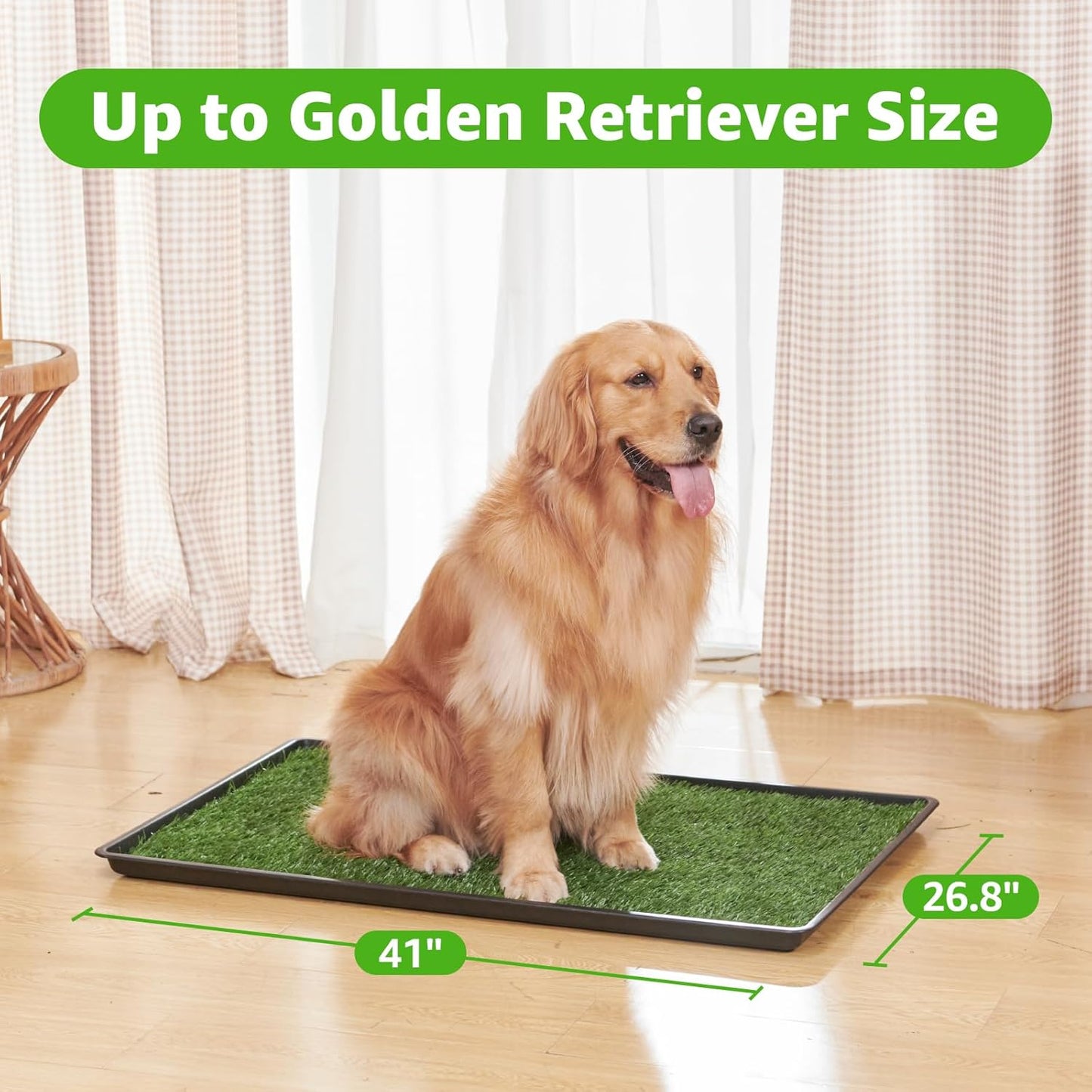 Dog Grass Large Potty Patch, Dog Litter Boxes Artificial Grass Bathroom Turf for Pet Training, Washable Puppy Pee Pad, Perfect Indoor/Outdoor Portable Potty Pet Loo (Tray system-35"X22.6")