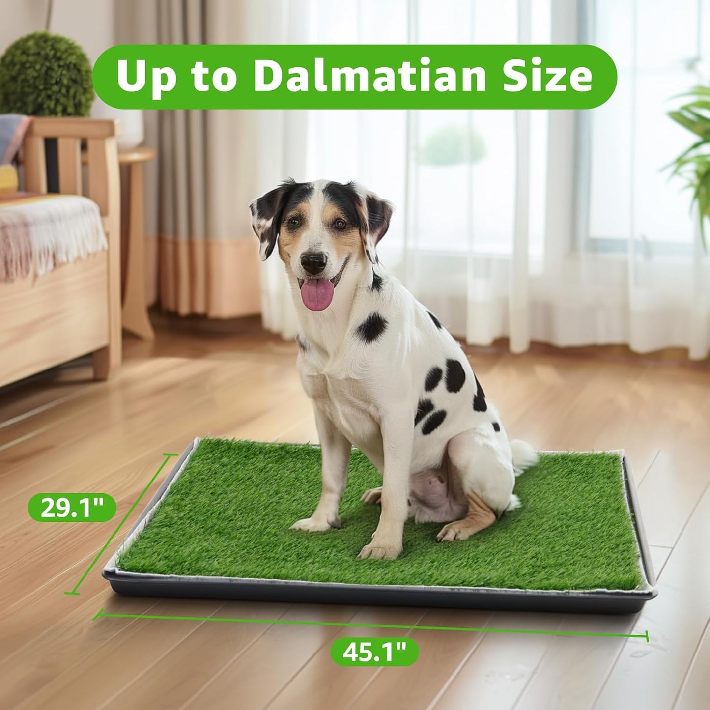 Dog Grass Large Potty Patch, Dog Litter Boxes Artificial Grass Bathroom Turf for Pet Training, Washable Puppy Pee Pad, Perfect Indoor/Outdoor Portable Potty Pet Loo (Tray system-35"X22.6")