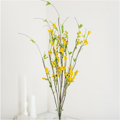 Artificial Yellow Blossom Twig Stem - Fake Forsythia Tree Branch for Flower Arrangements and Decorating (39 Inches High)