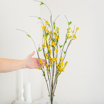 Artificial Yellow Blossom Twig Stem - Fake Forsythia Tree Branch for Flower Arrangements and Decorating (39 Inches High)