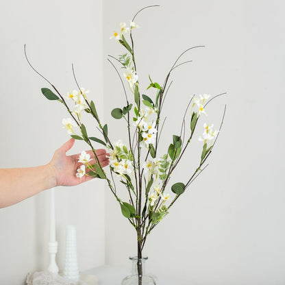 Artificial Yellow Blossom Twig Stem - Fake Forsythia Tree Branch for Flower Arrangements and Decorating (39 Inches High)