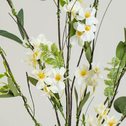Artificial Yellow Blossom Twig Stem - Fake Forsythia Tree Branch for Flower Arrangements and Decorating (39 Inches High)