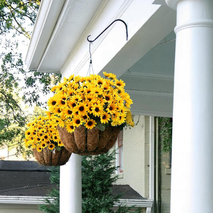 24 Bundles Yellow Summer Sunflower Faux Mums for Outdoor