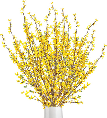 Artificial Forsythia Flowers, 39.4 inch Artificial Forsythia Blossom Jasmine Stems Fake Silk Forsythia Branches for Flower Arrangement Wedding Home Office Decoration