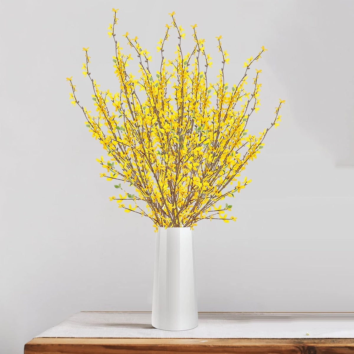 Artificial Forsythia Flowers, 39.4 inch Artificial Forsythia Blossom Jasmine Stems Fake Silk Forsythia Branches for Flower Arrangement Wedding Home Office Decoration