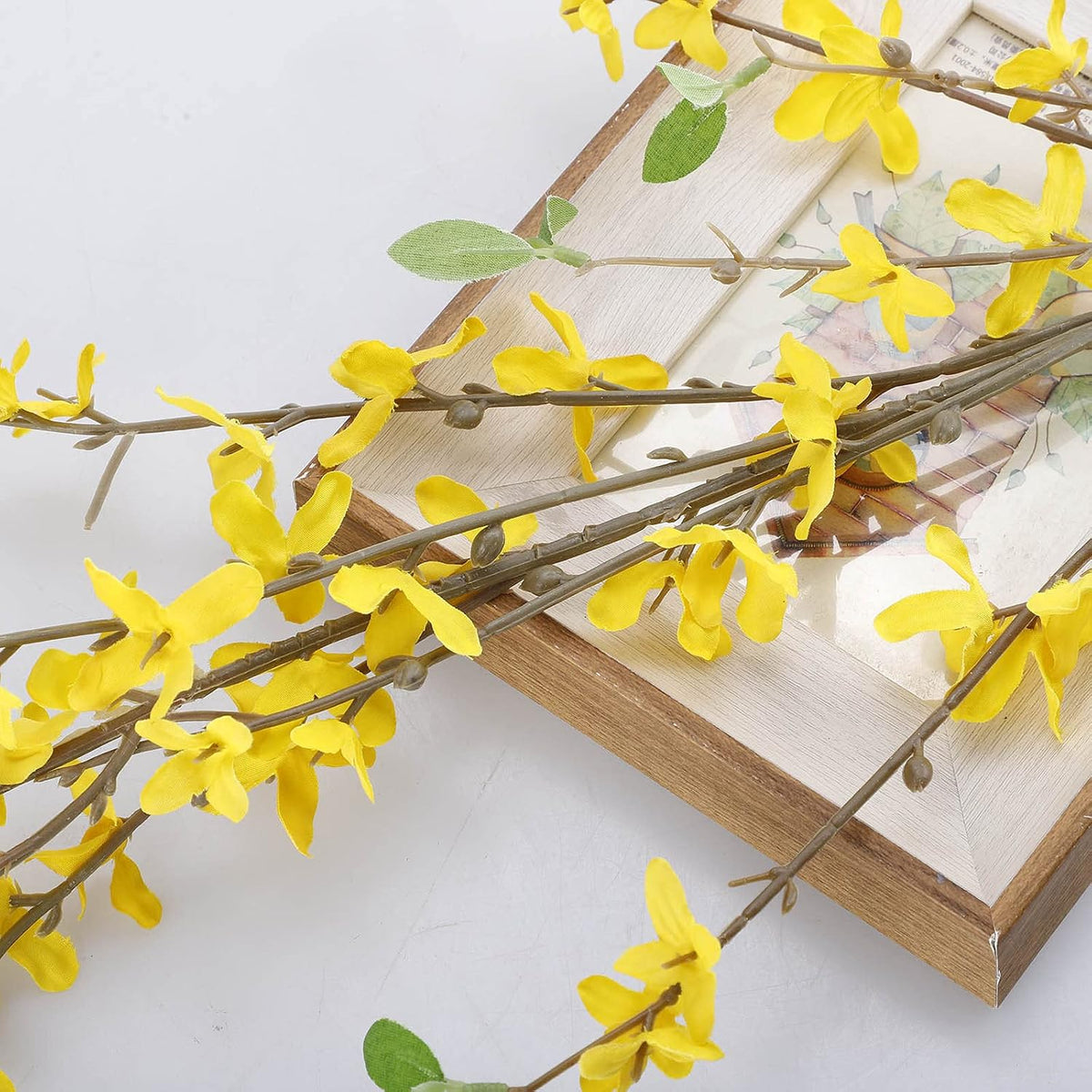 Artificial Forsythia Flowers, 39.4 inch Artificial Forsythia Blossom Jasmine Stems Fake Silk Forsythia Branches for Flower Arrangement Wedding Home Office Decoration