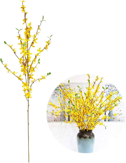 Artificial Forsythia Flowers, 39.4 inch Artificial Forsythia Blossom Jasmine Stems Fake Silk Forsythia Branches for Flower Arrangement Wedding Home Office Decoration