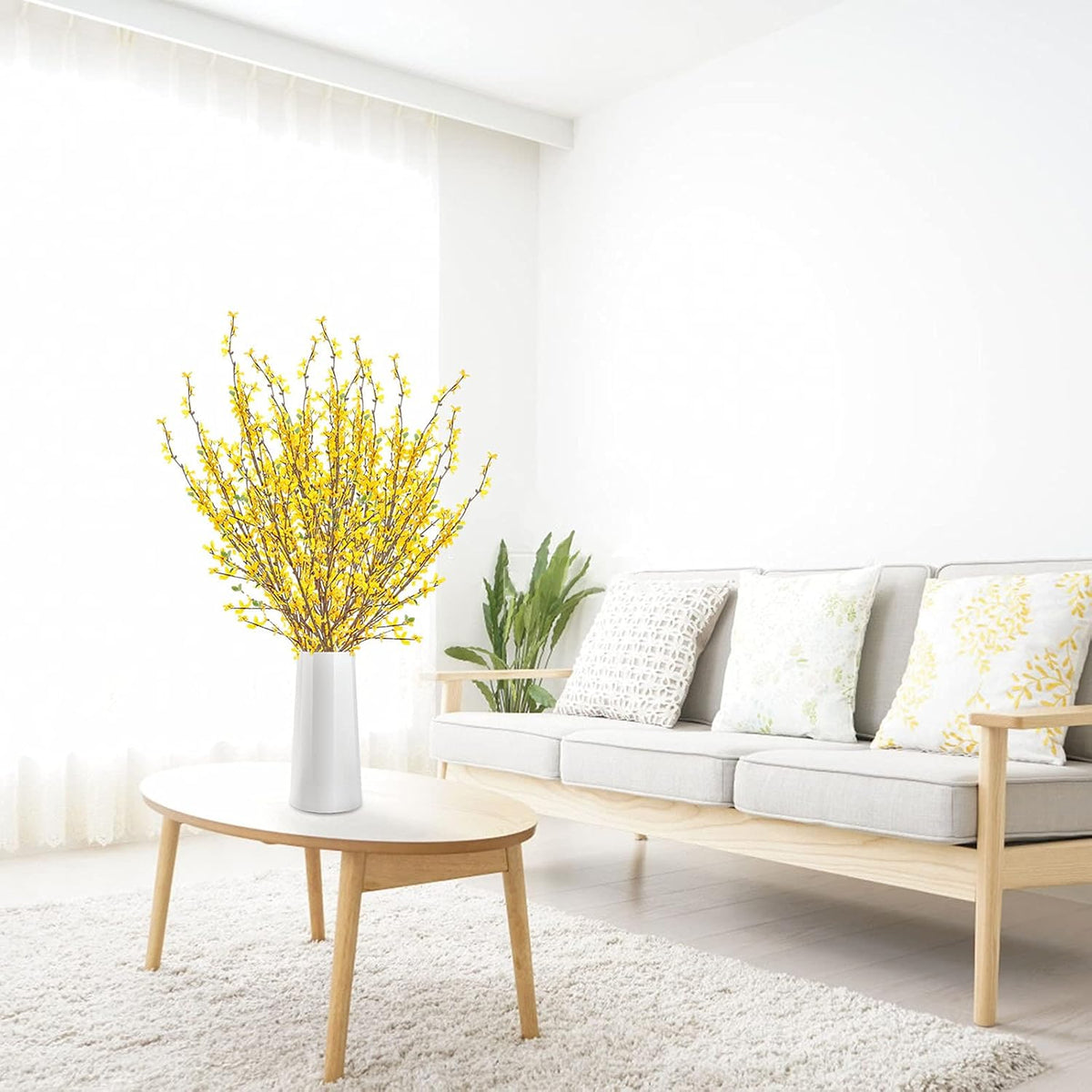 Artificial Forsythia Flowers, 39.4 inch Artificial Forsythia Blossom Jasmine Stems Fake Silk Forsythia Branches for Flower Arrangement Wedding Home Office Decoration