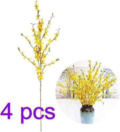 Artificial Forsythia Flowers, 39.4 inch Artificial Forsythia Blossom Jasmine Stems Fake Silk Forsythia Branches for Flower Arrangement Wedding Home Office Decoration