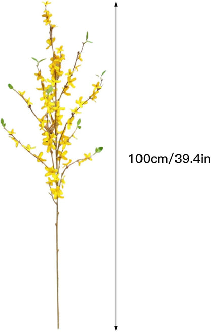 Artificial Forsythia Flowers, 39.4 inch Artificial Forsythia Blossom Jasmine Stems Fake Silk Forsythia Branches for Flower Arrangement Wedding Home Office Decoration