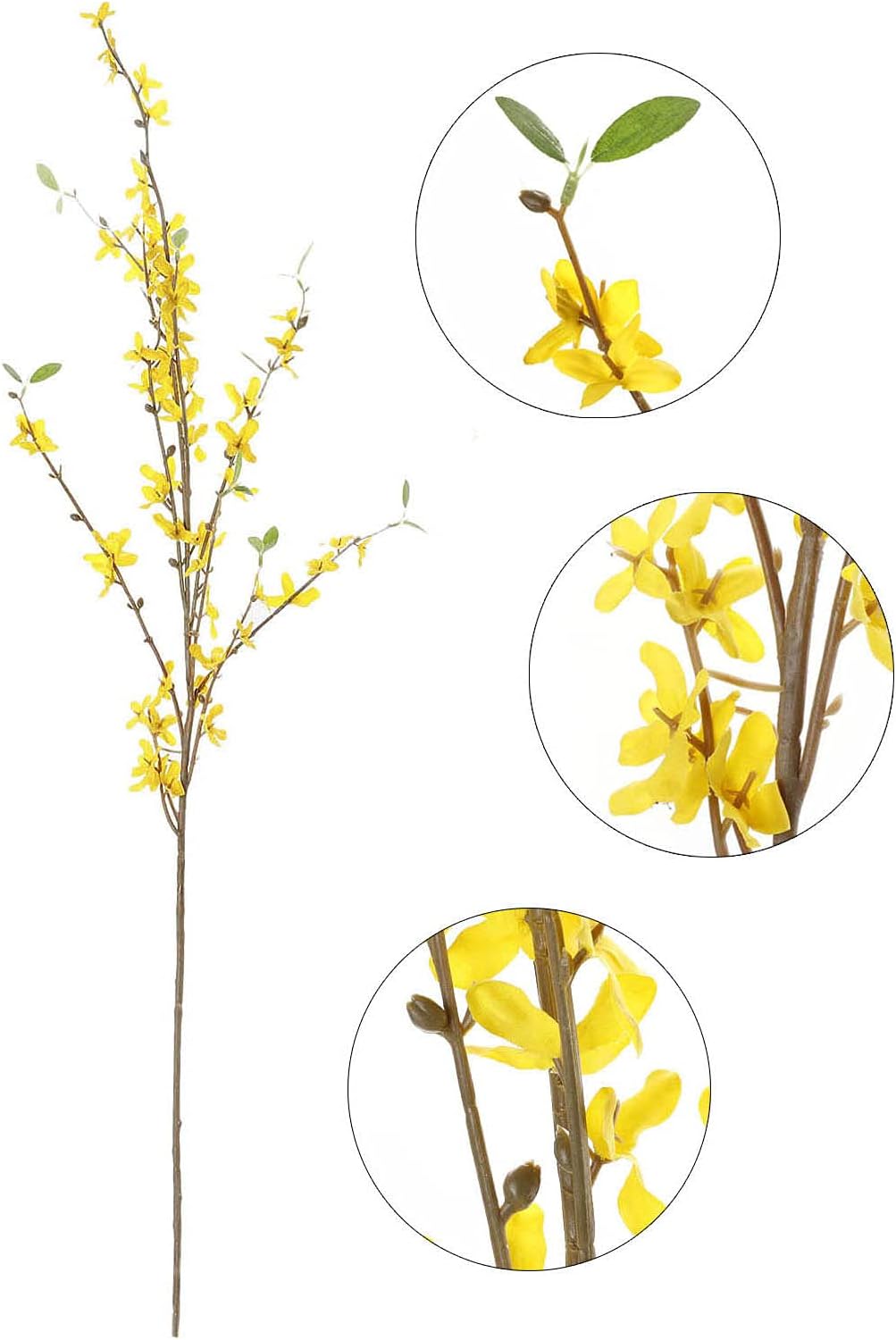 Artificial Forsythia Flowers, 39.4 inch Artificial Forsythia Blossom Jasmine Stems Fake Silk Forsythia Branches for Flower Arrangement Wedding Home Office Decoration