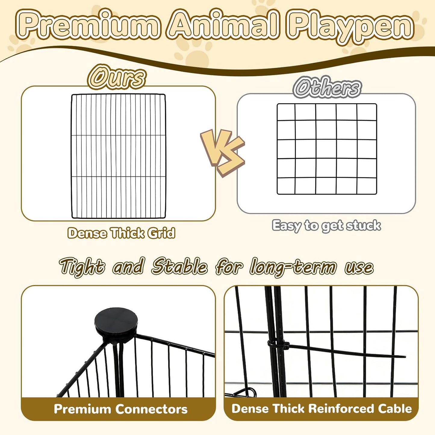 21 Panels Small Animal Playpen, Guinea Pig Cages with Doors and Waterproof Mat Pet Playpen for Rabbits Guinea Pigs Hamsters, Chicken Hedgehogs Indoor Outdoor Portable Metal Wire Yard Fence